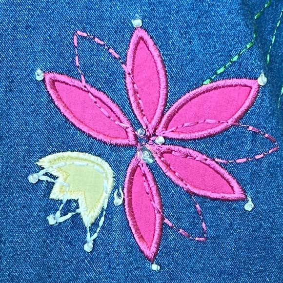 Alfred Dunner Women's 14 Denim Jean Shirt Jacket Shacket Embroidered Floral L - Picture 6 of 15